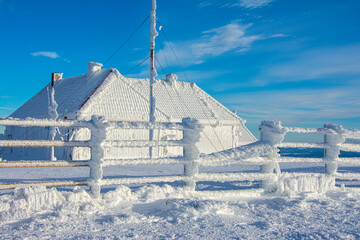 huge white icicles frozen winter world