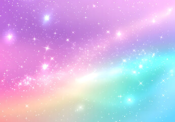  Dreamy Pastel Sky with Rainbow and Sparkling Stars - Fantasy Illustration
