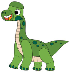 cartoon scene with happy prehistoric animal brachiosaurus brontosaurus diplodocus dino dinosaur smiling and walking isolated on white background illustration for kids
