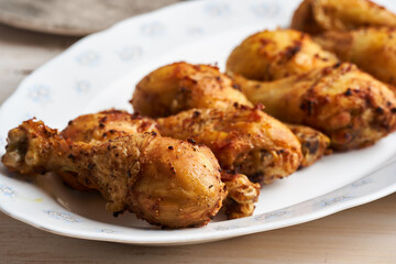 Grilled spiced chicken drumsticks
