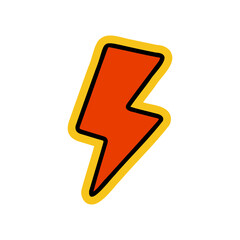 Hand-drawn lightning bolt illustration. Creative sticker symbolizing energy, power, and speed. Vector illustration for dynamic designs, storms, and bold concepts.
