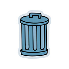 Hand-drawn trash can illustration. Creative sticker symbolizing cleanliness, waste management, and organization. Vector illustration for environmental themes, recycling, and daily tasks.

