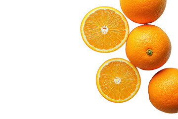 Whole Orange Bright and Juicy Citrus Fruit on Transparent Background 
