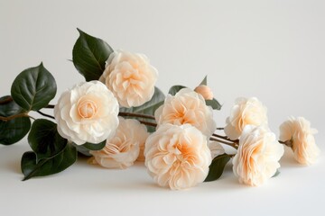 Delicate White Camellia Flowers in Bloom