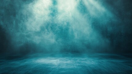 Misty spotlight illuminating empty space in a moody atmosphere