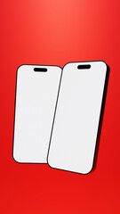 Vertical smartphone mockup with red background for application showcases, website mockups etc.