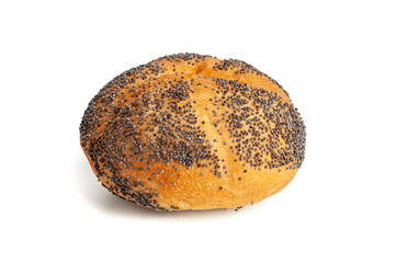 Poppy Seed Bread Isolated, Kaiser Roll, Seeds Breakfast Bun, Poppyseed Round Bagel, Poppy Seed Bun