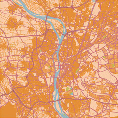 Map of Cairo in Egypt in a sandy theme. Contains layered vector with roads water, parks, etc.