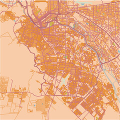 Map of Ciudad Juarez in Mexico in a sandy theme. Contains layered vector with roads water, parks, etc.