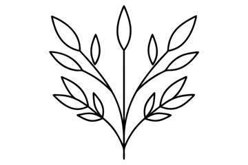 Floral branch and minimalist leaves for logo or tattoo. Hand drawn line wedding herb, elegant wildflowers. Minimal line art drawing for print, cover or wallpaper