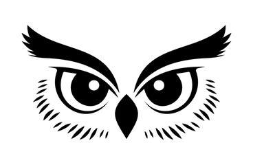 Stylized black and white owl eyes with detailed feathers, showcasing a captivating design suitable for various creative projects