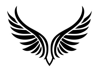 Fototapeta premium Stylized black wings logo design representing freedom and flight, suitable for various artistic and branding purposes