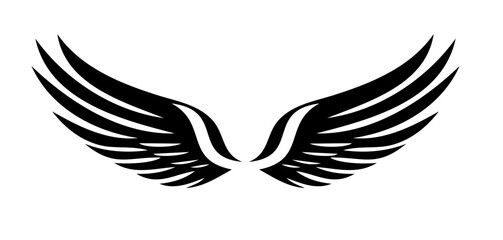 Fototapeta premium Stylized black wings logo design representing freedom and flight, suitable for various artistic and branding purposes