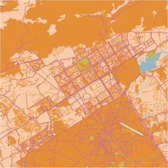 Fototapeta premium Map of Islamabad in Pakistan in a sandy theme. Contains layered vector with roads water, parks, etc.