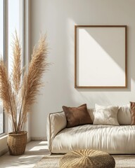 Contemporary Interior Poster Frame Mockup in Modern Home Design