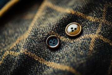 Buttons on the sleeve of a men's jacket. Close-up button with generative ai