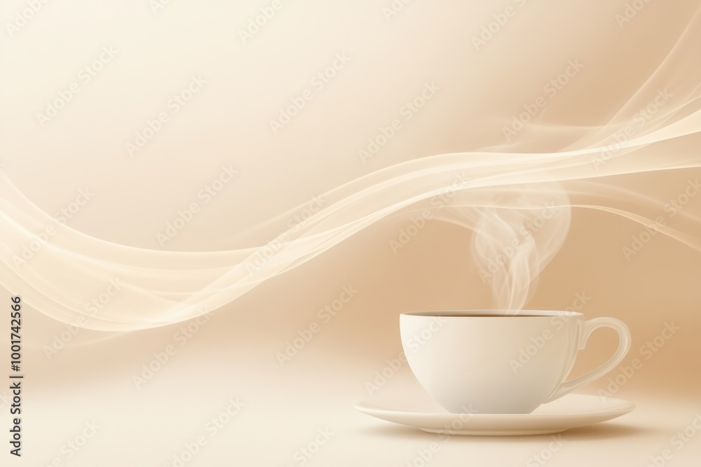 Aufkleber abstract steam rises gracefully from a concealed coffee cup, creating a soothing atmosphere in a min