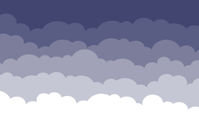 Clouds sky background. Cartoon heaven pattern. Weather banner. Night cloudy bg. Pantone color 2025 year. Abstract vector illustration