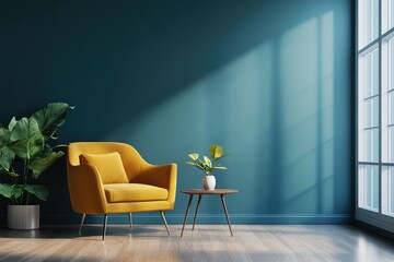 Modern Luxury Living Room Interior with Bright Green Accents on Cosy Scandinavian Design