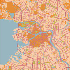 Obraz premium Map of Saint Petersburg in Russia in a sandy theme. Contains layered vector with roads water, parks, etc.