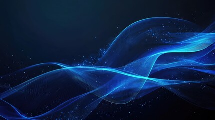 Dynamic Blue Wave Abstract Background with Shining Light Effect