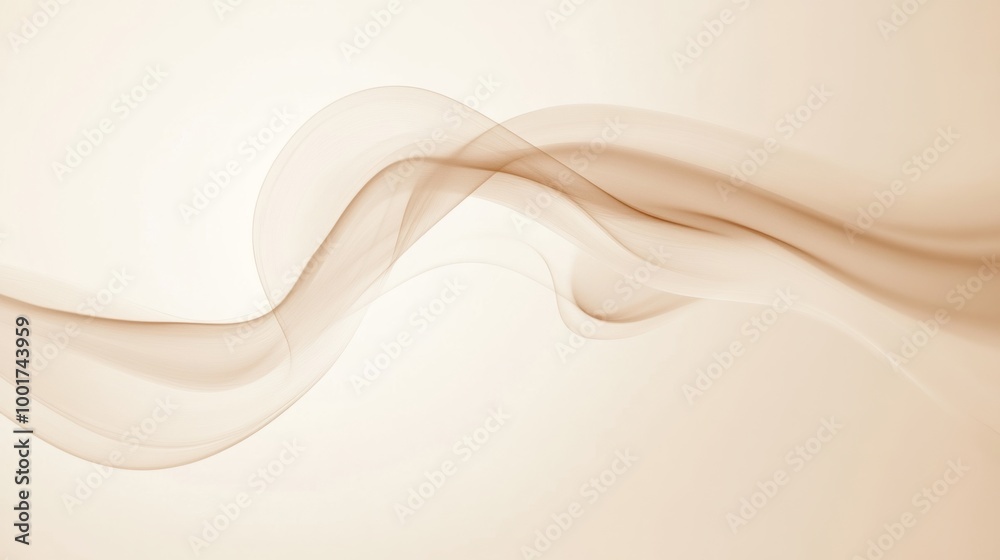 Poster Abstract swirling steam rises elegantly from an invisible coffee cup against a soft beige background in a serene setting. Generative AI