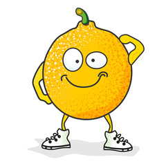 Mr. Lemon. Flat design vector illustration of lemon on white background