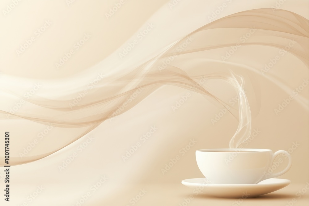 Aufkleber abstract steam swirls rising gracefully from a coffee cup against a soft, neutral background in a se