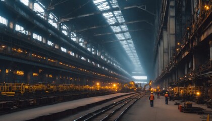 Obraz premium Warehouse Interior at Night