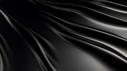 Fototapeta premium Abstract black fabric with soft, flowing folds and a smooth, glossy surface.