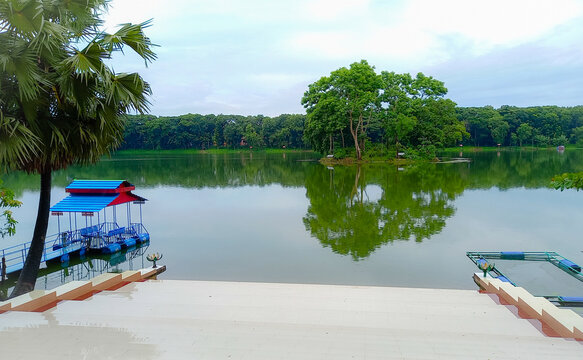 Green view of Bangladesh. Durgasagar lake in Barishal.