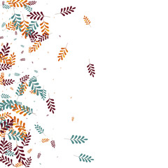 Green Herb Background White Vector. Plant Cartoon Set. Yellow Leaf. Orange Foliage Nature. Art Frame.