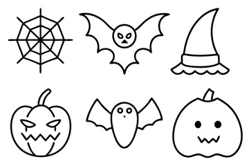 Halloween line art icons collection