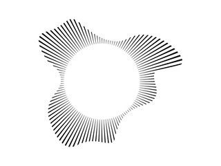 Circular sound wave for audio music .   Sound line, radial spectrum, sound equalizer, circular pattern Circular wavy frame.  Infographic element. Vector radial spectrum.