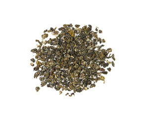Yunnan Bi Luo Chun green tea leaves balls isolated, dry fresh herbal tea pile, healthy drink ingredient