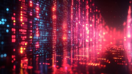 Digital background featuring red binary code