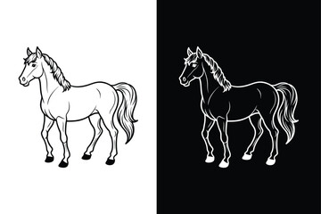 Line out horse icon, vector stock modern horse on white background.