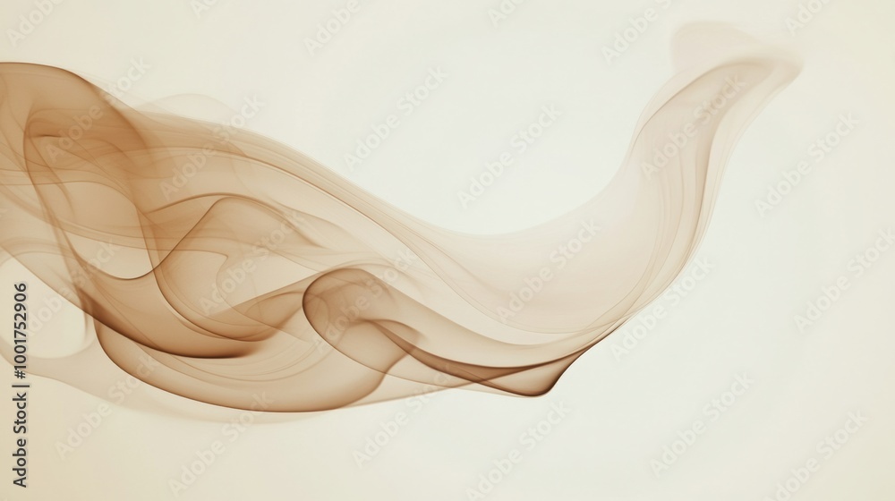Fototapete abstract swirling steam rises elegantly from an unseen coffee cup in a serene, minimalist setting, c