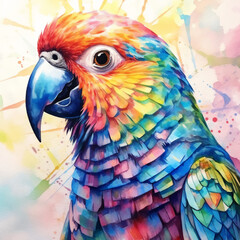 Obraz premium Transform your space with a multicolor Parrot watercolor and a gorgeous Nature Canvas
