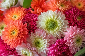 Chrysanthemum Floral Bouquet Celebration in Vibrant Colors. Perfect Gift for Mother's Day or Birthday Celebration