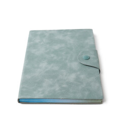 Blue notebook on white background