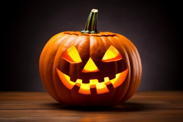 Happy Halloween party Jack O Lantern orange pumpkin scary spooky creepy carving evil smile angry face glowing. Trick treat holiday dark mysterious night eerie horror October nightmare decor festival