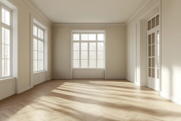 Obraz premium Modern Living Space with Stylish Interior Design and Sunlit Dance Studio Vibes