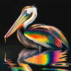 Fototapeta premium Adorn your wall with a multicolor Pelican watercolor featuring a captivating Watercolor Scene