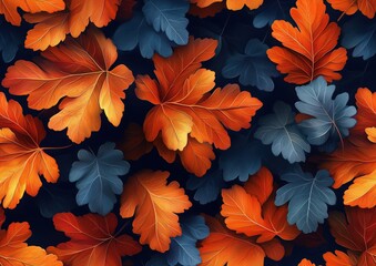 Fall Tree Leaves Autumn Color Colorful Seamless Tile Texture Pattern Tiled Repeatable Tessellation Background Image