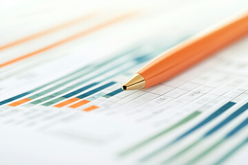 Fototapeta premium Financial Performance Overview: A Close-Up of an Annual Financial Report with Detailed Graphs and Figures