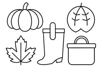  Autumn icons line art collection.This is an editable vector file.
