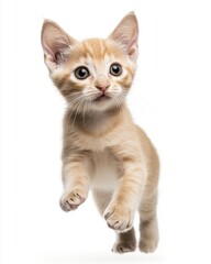 Fototapeta premium Cat kitten in motion pose transparent background