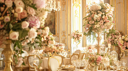 Grand wedding decoration in the country manor, floral decor and event celebration, flowers, wedding aisle and tablescape in the garden, English countryside style idea