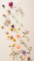 Serene Floral Composition with Wildflowers and Greens